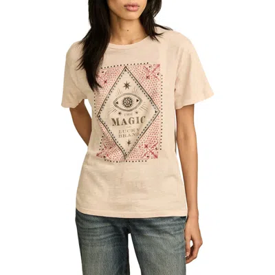Lucky Brand Magic Eye Studded Cotton Graphic T-shirt In Peach Blush