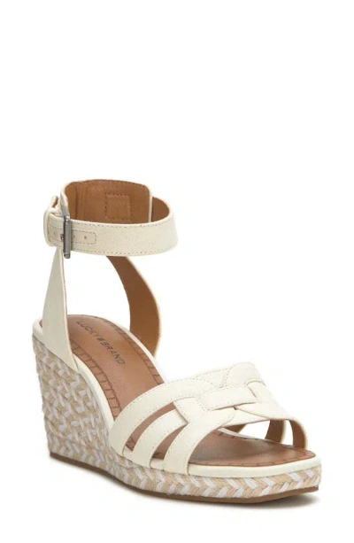 Lucky Brand Maleigh Platform Wedge Sandal In Ivory Light Canvas