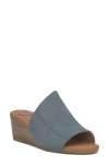 Lucky Brand Malenka Wedge Slide Sandal In Blue Oily Nubuck