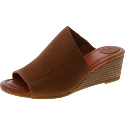 Lucky Brand Malenka Womens Leather Slip On Wedge Sandals In Multi