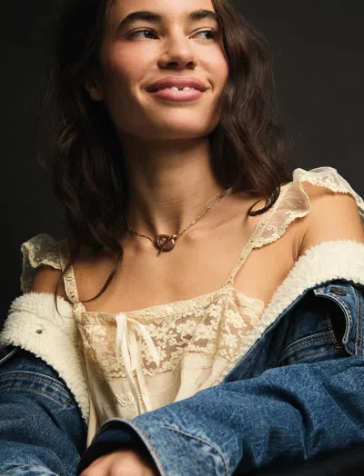 Lucky Brand Marble Stone Pendant Necklace In Metallic