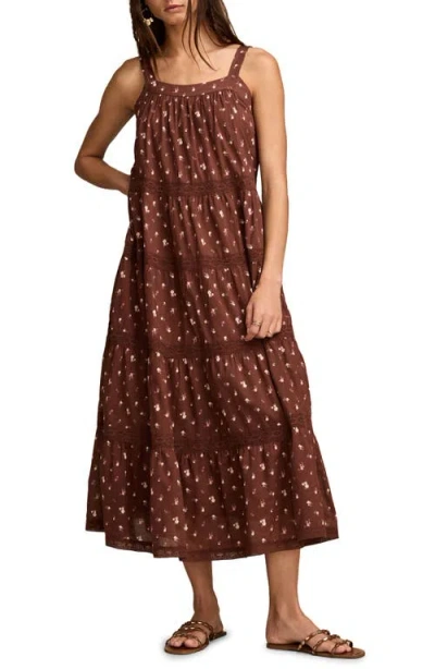 Lucky Brand Market Day Sleeveless Tiered Maxi Dress In Brown