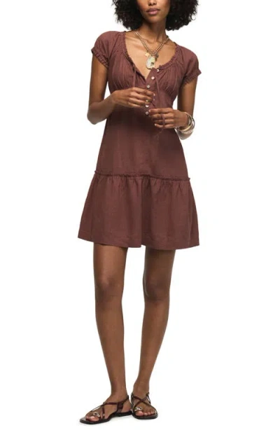 Lucky Brand Market Short Sleeve Minidress In Brown