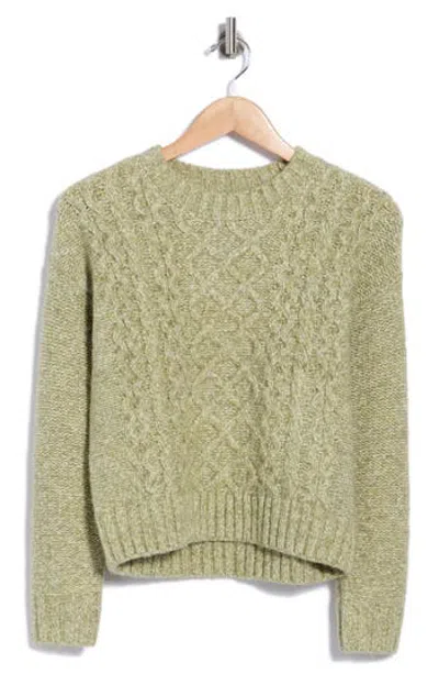 Lucky Brand Marled Cable Knit Sweater In Green