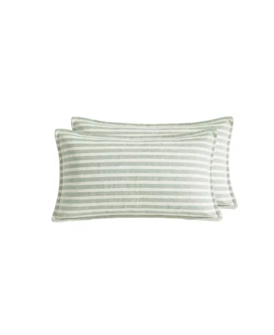 Lucky Brand Marlowe Striped 2-piece Decorative Pillow Set, 14" X 20" In Green