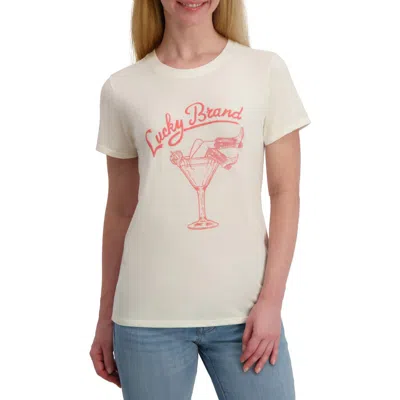Lucky Brand Martini Cowgirl Graphic T-shirt In White