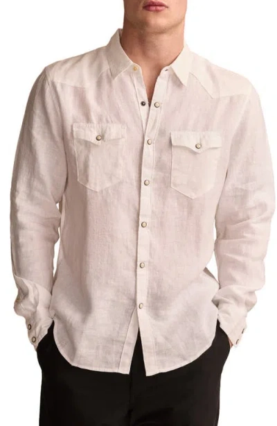 Lucky Brand Masa Linen Snap Front Shirt In Bright White