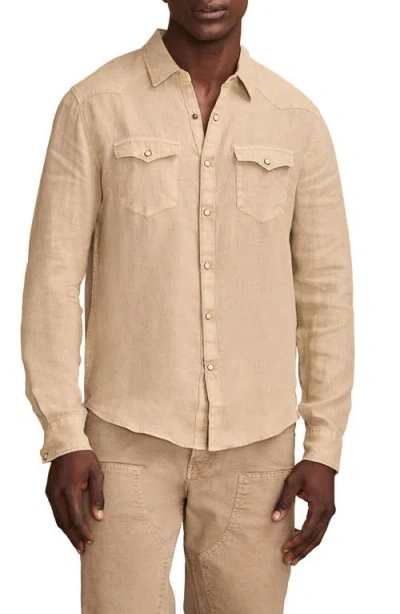 Lucky Brand Masa Linen Snap Front Shirt In Vintage Khaki