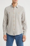Lucky Brand Mason Long Sleeve Stretch Cotton Button-up Work Shirt In Gray