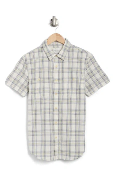 Lucky Brand Mason Stretch Cotton Plaid Workwear Shirt In Natural Multi