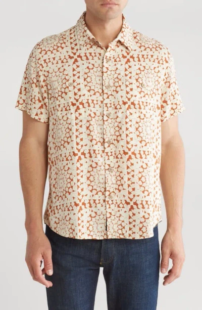 Lucky Brand Mason Short Sleeve Button-up Shirt In Red Clay Multi