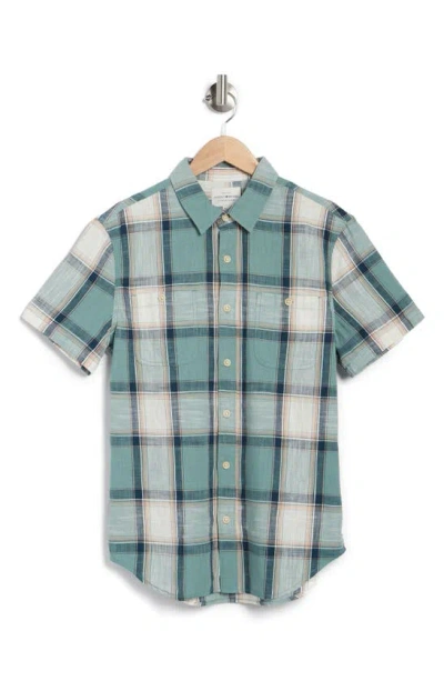 Lucky Brand Mason Short Sleeve Workwear Button-up Shirt In Green Multi