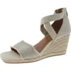 LUCKY BRAND MASSIA WOMENS CRISS-CROSS CANVAS WEDGE SANDALS