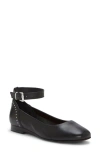 Lucky Brand Melsin Ankle Strap Flat In Black Leather