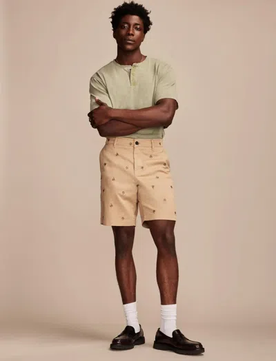 LUCKY BRAND MEN'S 9" EMBROIDERED STRETCH TWILL SHORT