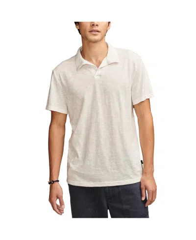 Lucky Brand Men's Burnout Slub Jersey Johny Collar Polo Shirt In Bright White