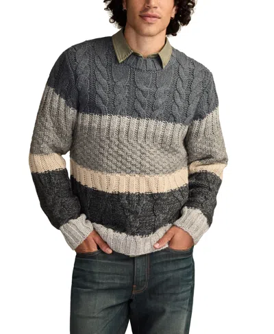 LUCKY BRAND MEN'S CABLE STRIPE CREWNECK SWEATER