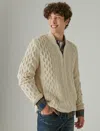 Lucky Brand Cable Stitch Cotton Blend Zip-up Cardigan In Multi