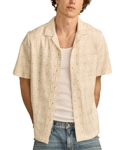 Lucky Brand Men's Camp-collar Geometric Shirt In Cream Multi