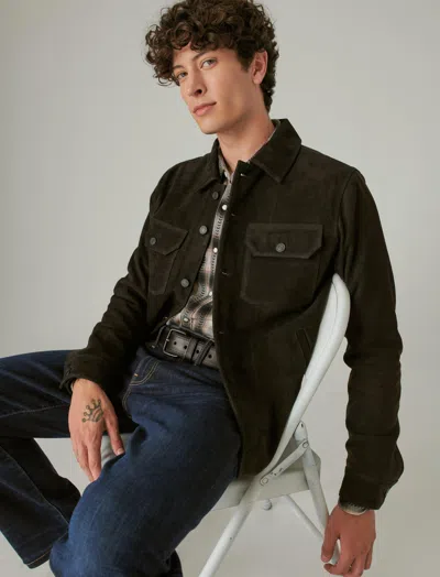 Lucky Brand Men's Cole Hauser Suede Military Shirt Jacket In Black