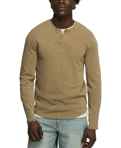 Lucky Brand Weekend Long Sleeve Slubbed Henley In Metallic