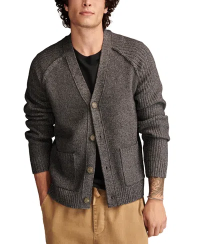 Lucky Brand Easy Cotton Blend Cardigan In Grey Violet Marl