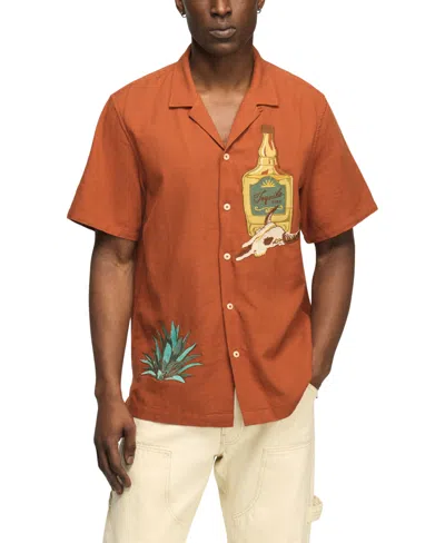 Lucky Brand Men's Embroidered Tequila Time Short-sleeve Shirt In Orange