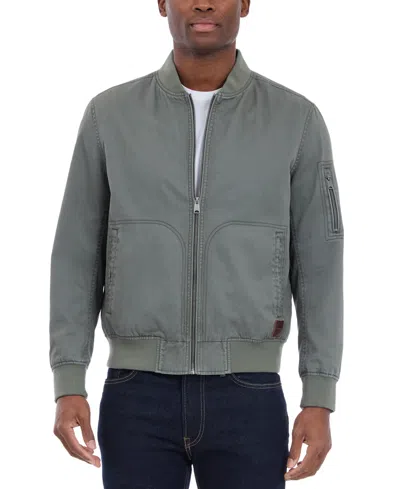 Lucky Brand Men's Garment-dyed Full-zip Bomber Jacket In Gray