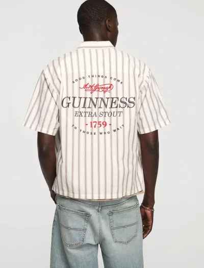 Lucky Brand Men's Guinness Striped Short Sleeve Button Down Shirt In White