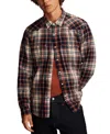 Lucky Brand Indigo Plaid Flannel Snap-up Western Shirt In Indigo Red Plaid
