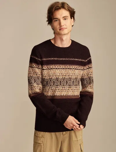Lucky Brand Men's Intarsia Crew Neck Sweater In Brown