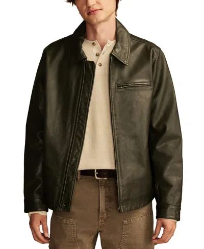 Lucky Brand Men's Leather Touring Jacket In Forest Night