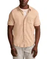 Lucky Brand Short Sleeve Marled Linen Button-up Shirt In Plaza Taupe