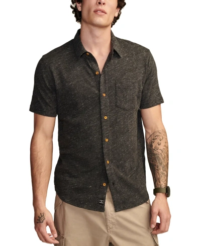 Lucky Brand Linen Short Sleeve Button Down Shirt In Black