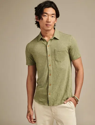 Lucky Brand Men's Linen Short Sleeve Button Up Shirt In Green