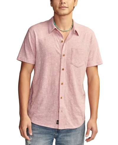 Lucky Brand Linen Short Sleeve Button Down Shirt In Red Violet