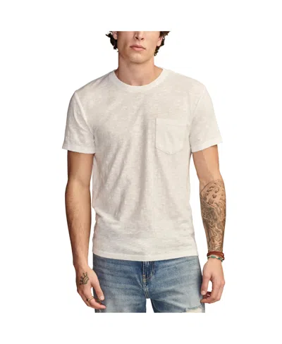 Lucky Brand Men's Linen Short Sleeve Pocket Crew Neck Tee Shirt In White