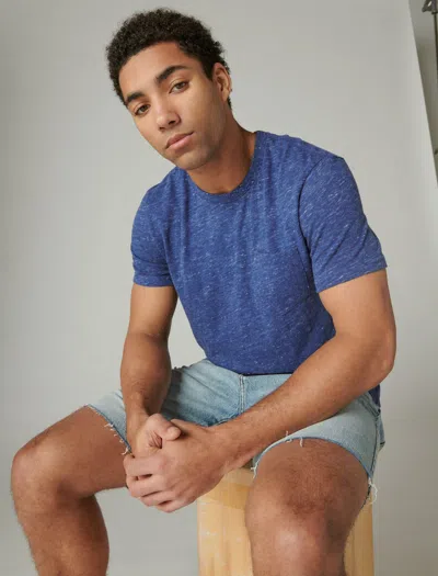 Lucky Brand Men's Linen Short Sleeve Pocket Crew Neck Tee In Blue