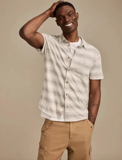 Lucky Brand Men's Linen Short Sleeve Stripe Button Up Shirt In Neutral