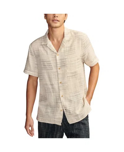Lucky Brand Men's Patchwork Double Weave Short Sleeve Camp Collar Shirt