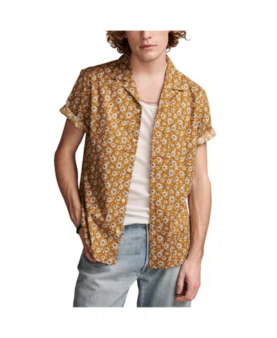 Lucky Brand Men's Printed Camp Collar Short Sleeve Shirt In Gold Multi