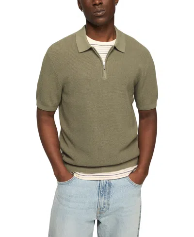 Lucky Brand Quarter Zip Polo Sweater In Green