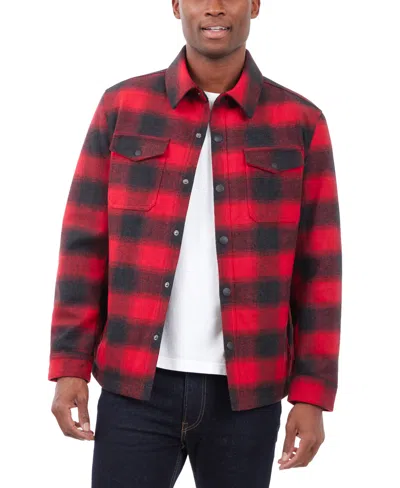 Lucky Brand Men's Quilted Wool Shirt Jacket In Red Plaid