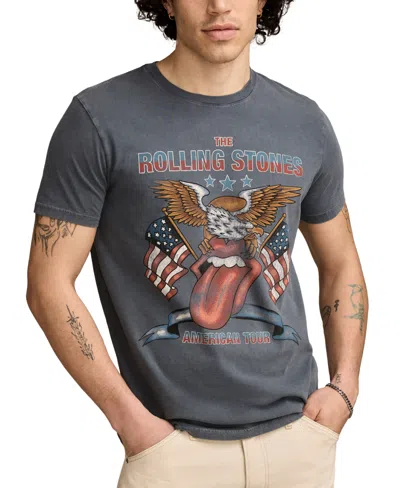 Lucky Brand Men's Rolling Stones Short Sleeve Crewneck Eagle Graphic T-shirt In Gray