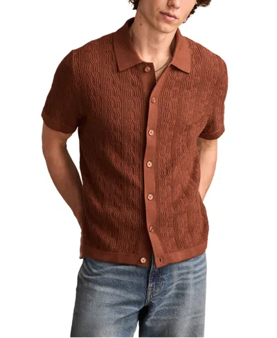 Lucky Brand Men's Short Sleeve Button Down Sweater In Tortoise Shell