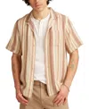 Lucky Brand Textured Stripe Linen & Cotton Camp Shirt In Neutral