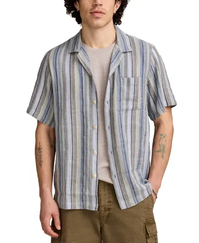 Lucky Brand Men's Short Sleeve Dobby Stripe Button-front Camp Shirt In Multi
