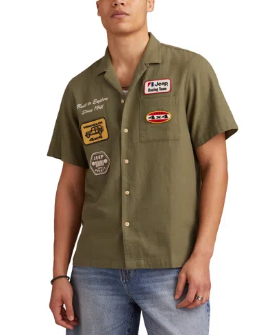 Lucky Brand Men's Short Sleeve Jeep Patch Embroidered Button-front Shirt In Green