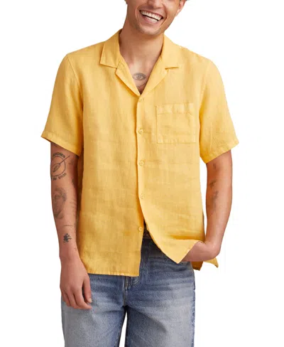 Lucky Brand Men's Short Sleeve Linen Camp Collar Shirt In Yellow