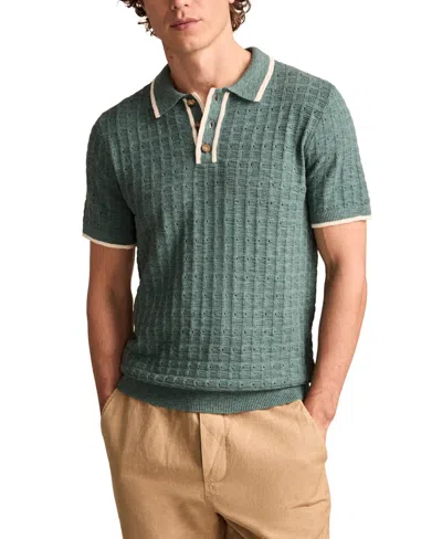 Lucky Brand Men's Short Sleeve Tipped Polo Sweater In Sea Pine